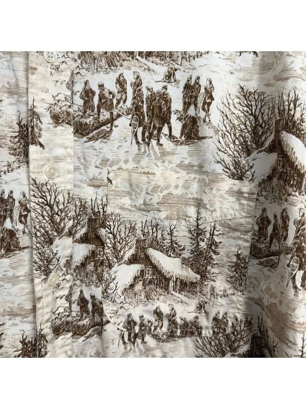 Vintage 90s Banana Republic Safari Toile Print‎ Shirt Medium